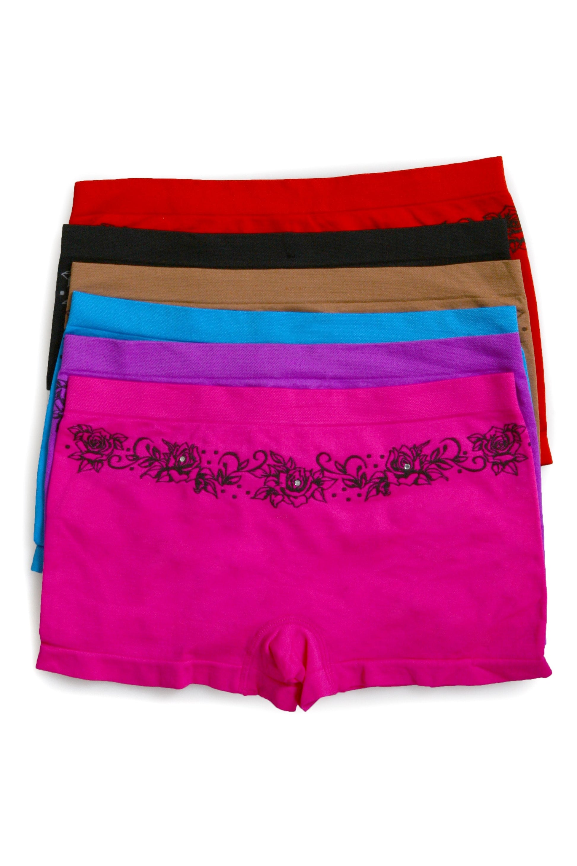 Sakkas Women's Seamless Stretch Boy Short Panties (6 Pack) - Concordia Style Boutique