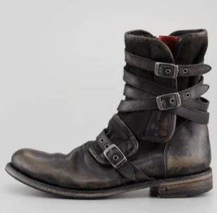 Men's Casual Short Boots with Chunky Heel & Zipper - Concordia Style Boutique
