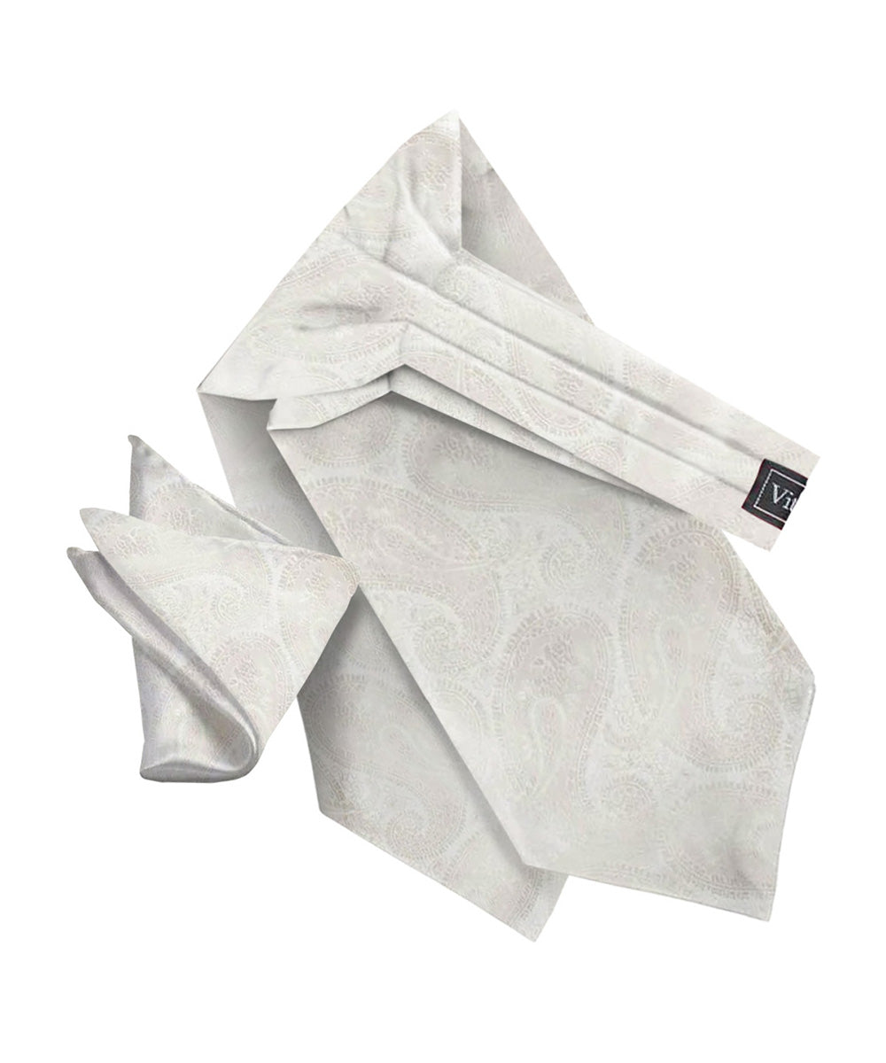 Vittorio Farina Men's Woven Pasiley Ascot & Pocket Square