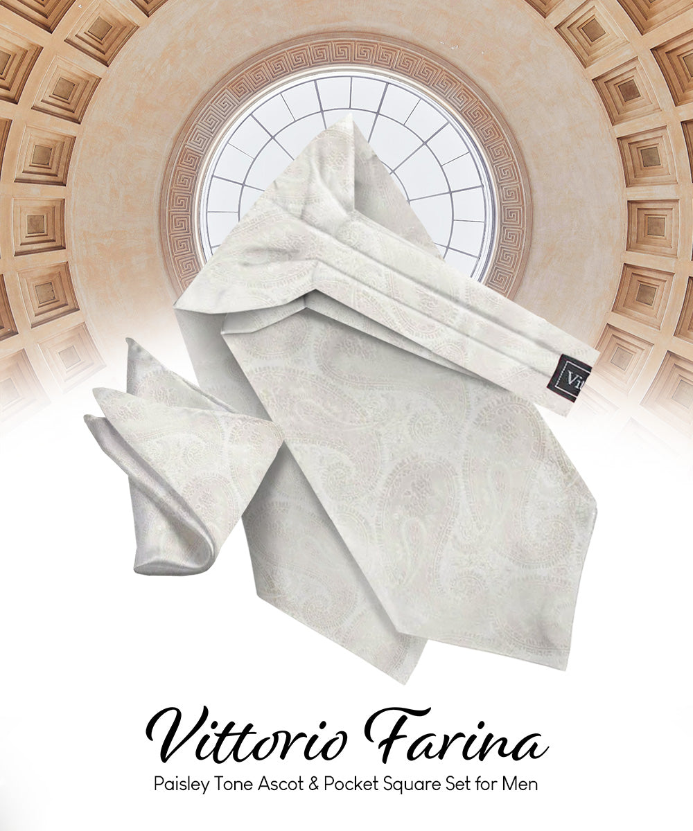 Vittorio Farina Men's Woven Pasiley Ascot & Pocket Square