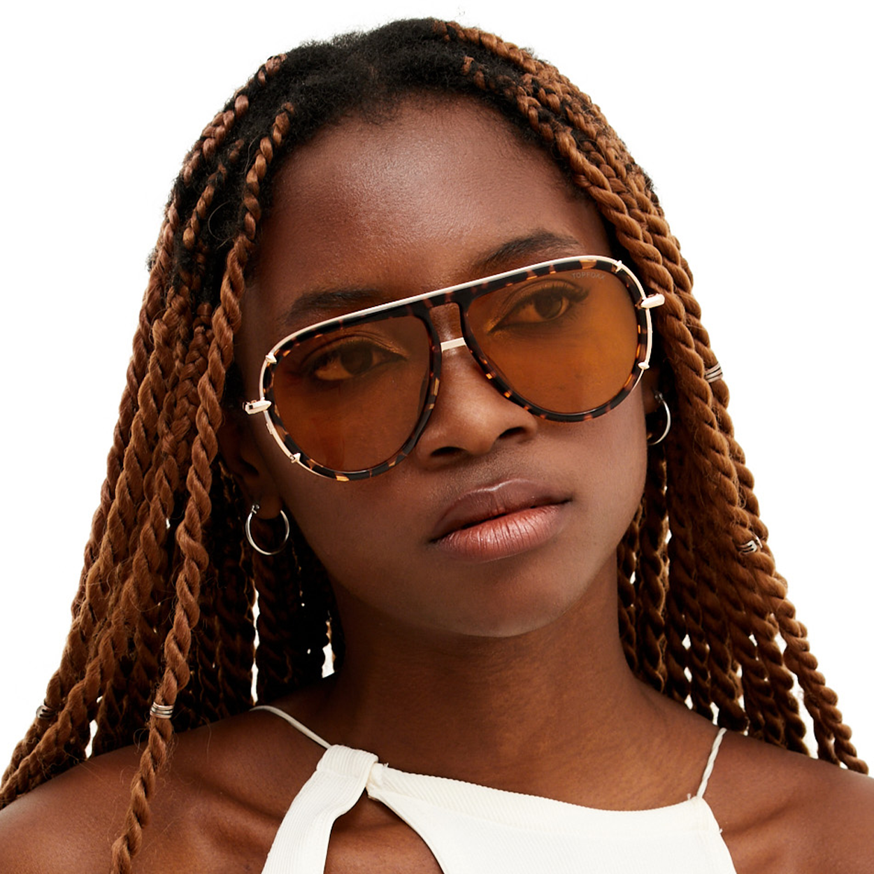 Ivy Luxe - Yellow Tangle-Free Round Aviator Sunglasses - Concordia Style Boutique