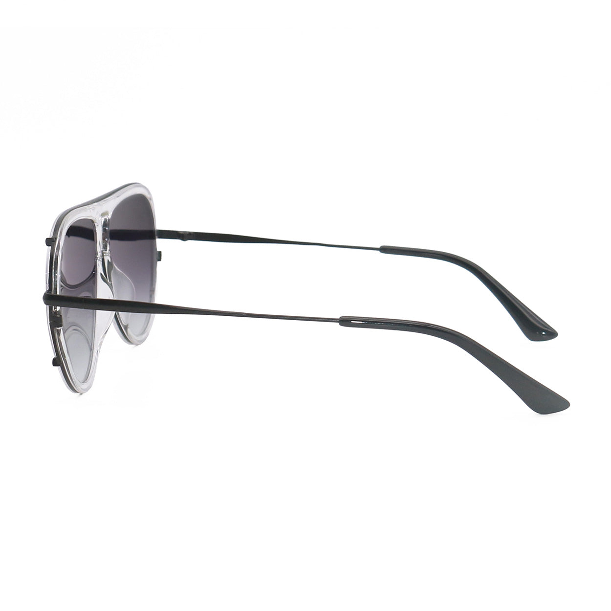 Ivy Luxe - Clear Black Tangle-Free Round Aviator Sunglasses - Concordia Style Boutique
