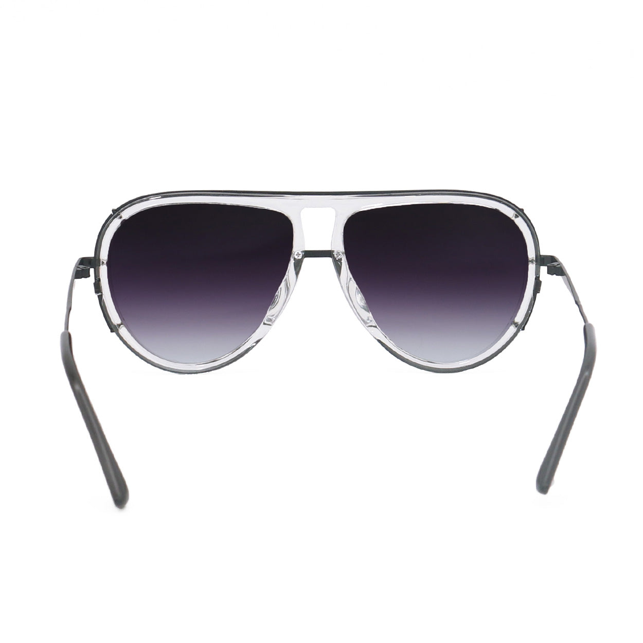 Ivy Luxe - Clear Black Tangle-Free Round Aviator Sunglasses - Concordia Style Boutique