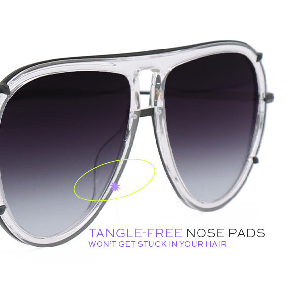 Ivy Luxe - Clear Black Tangle-Free Round Aviator Sunglasses - Concordia Style Boutique