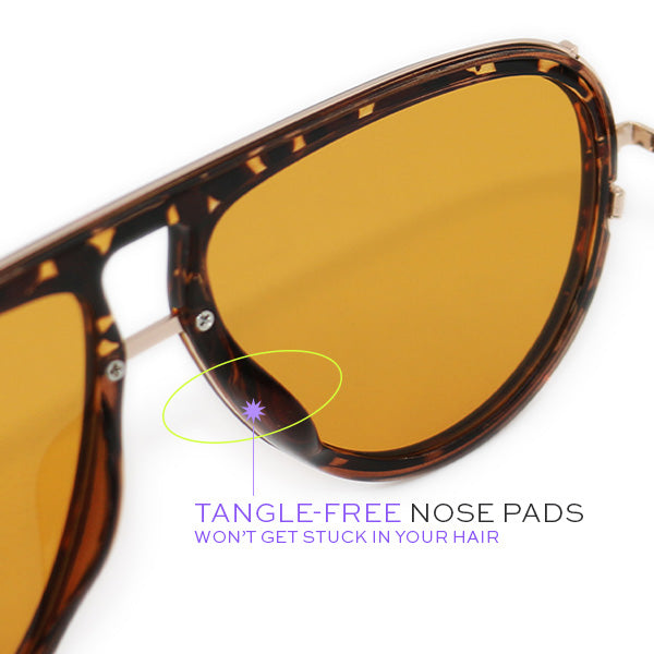 Ivy Luxe - Yellow Tangle-Free Round Aviator Sunglasses - Concordia Style Boutique