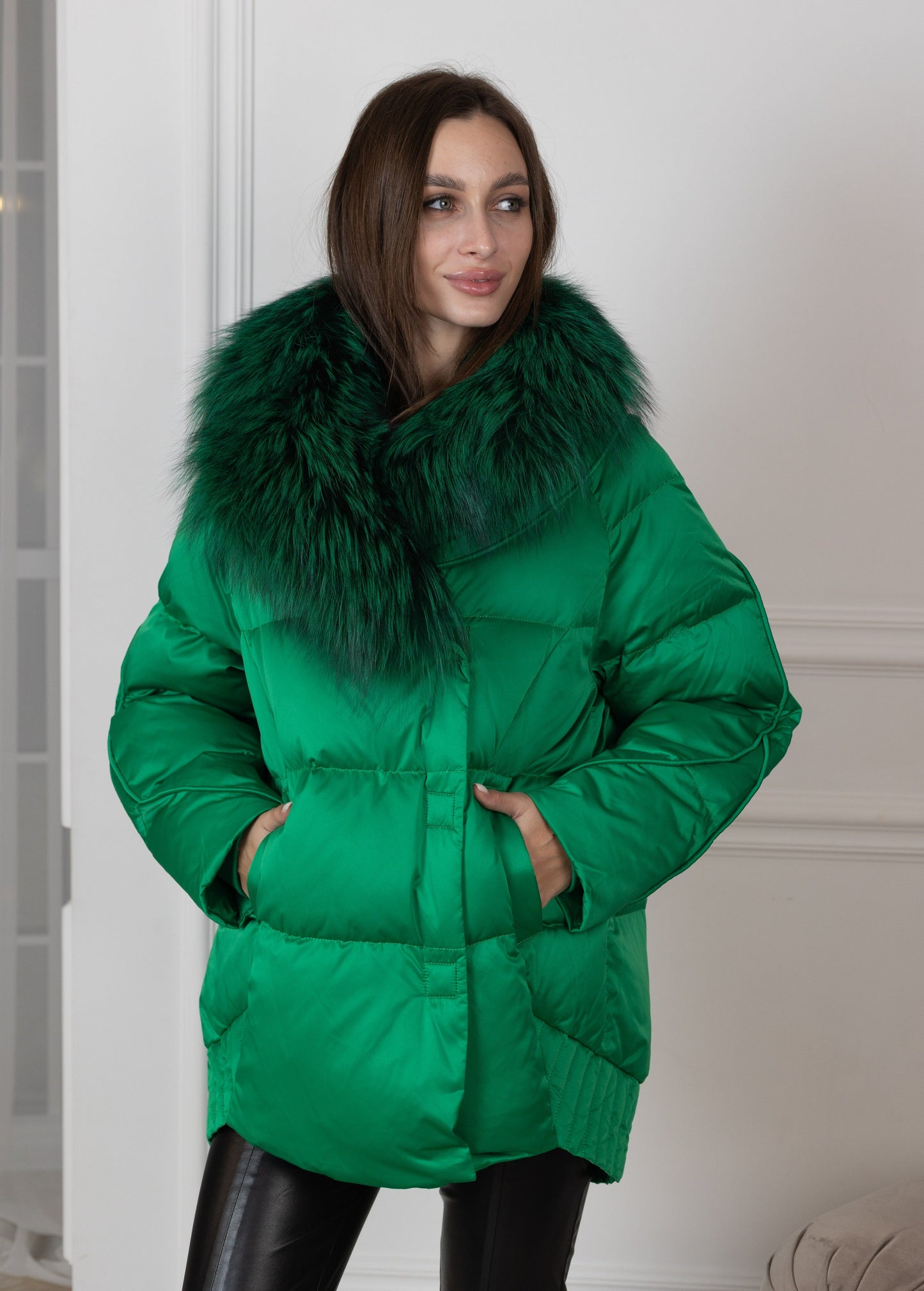 Genuine Silver Fox Premium Down Fill Coat