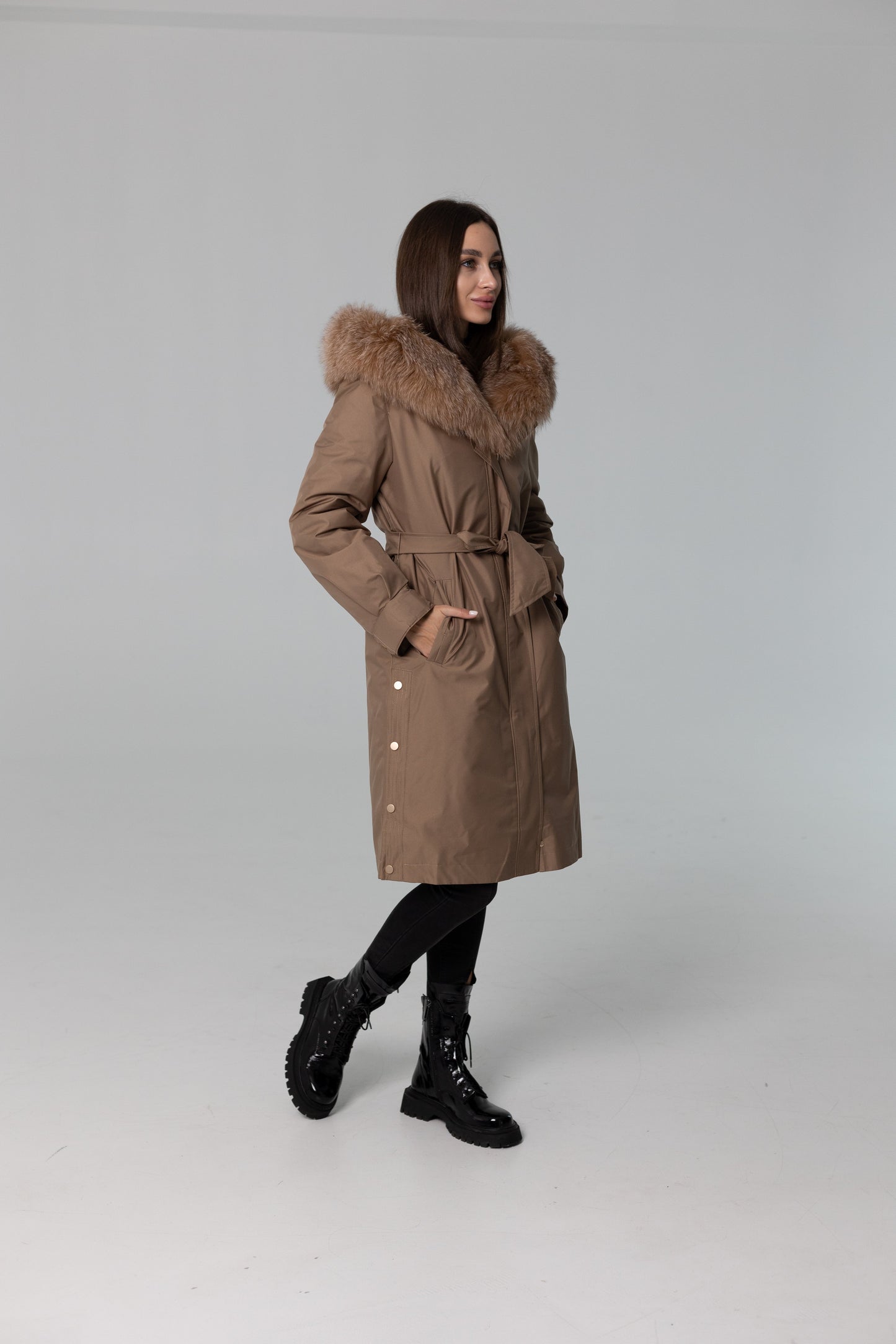 Genuine Fox Fur Trim Rabbit Fur Insulated Parka
