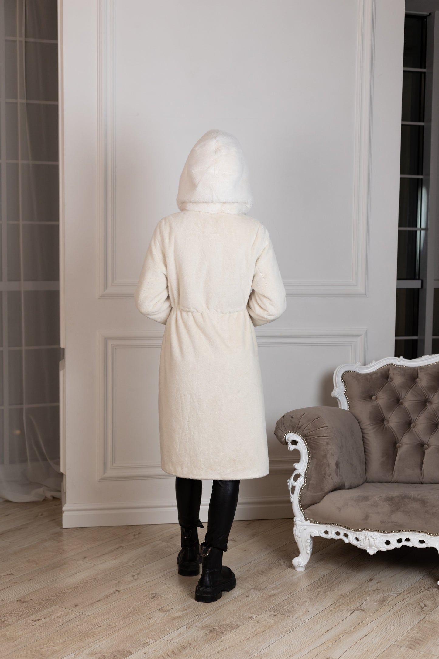 ⇆ Reversible Faux Alpaca Satin Hooded Coat