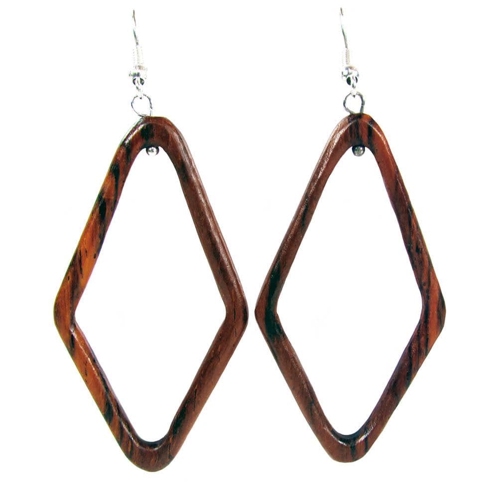 Wood Diamond Hoop Earrings - Concordia Style Boutique