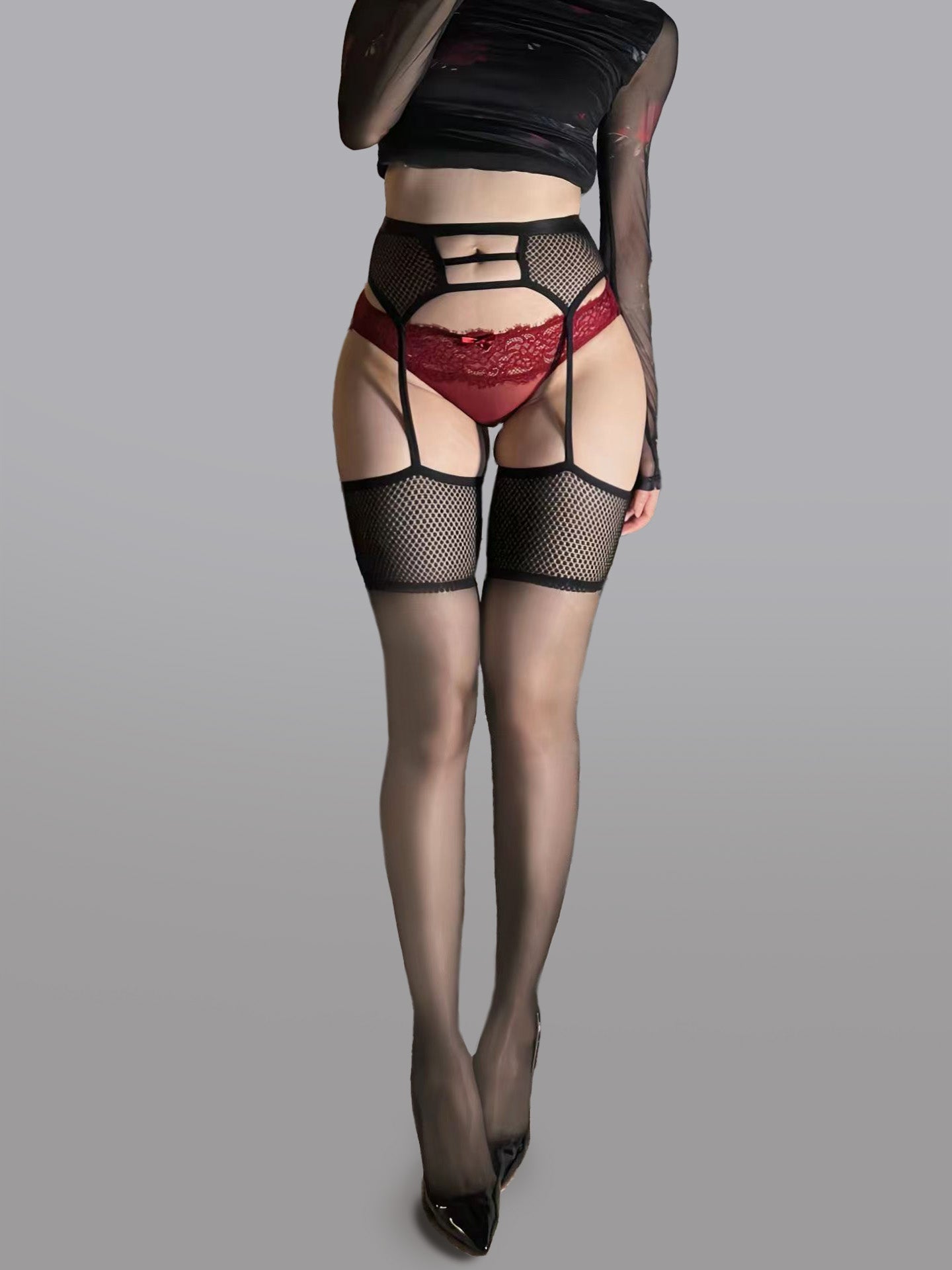 Sexy Garter Waist Cincher Thigh High Stockings - Concordia Style Boutique