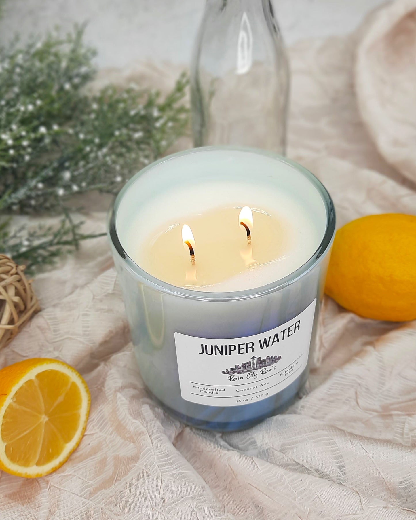 Juniper Water 13 oz Luxury Candle | Iridescent Blue