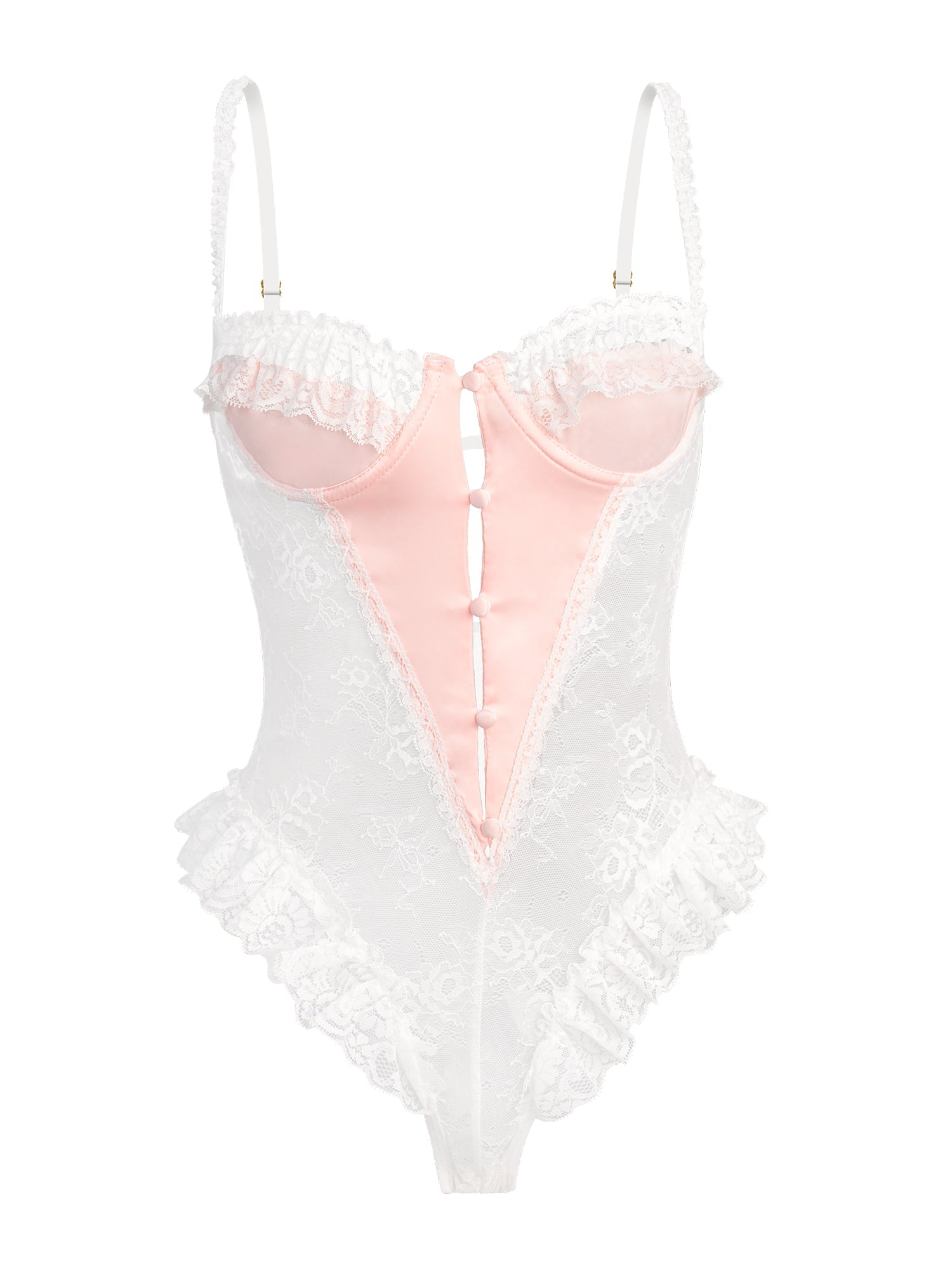 Pink&White Sexy Lace Bodysuit - Concordia Style Boutique