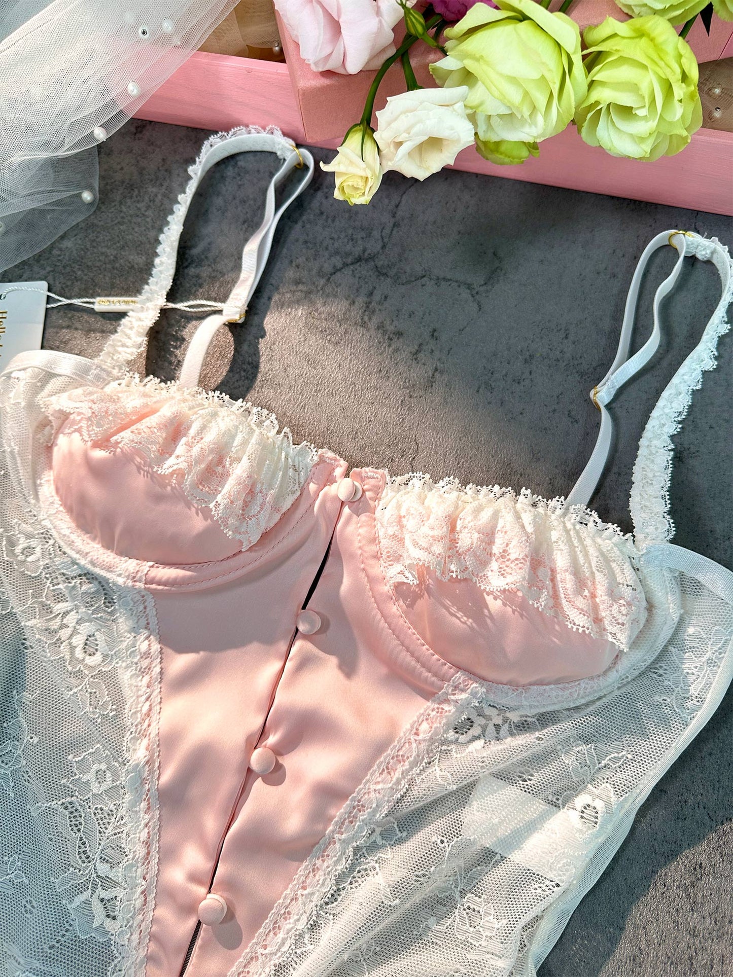 Pink&White Sexy Lace Bodysuit - Concordia Style Boutique