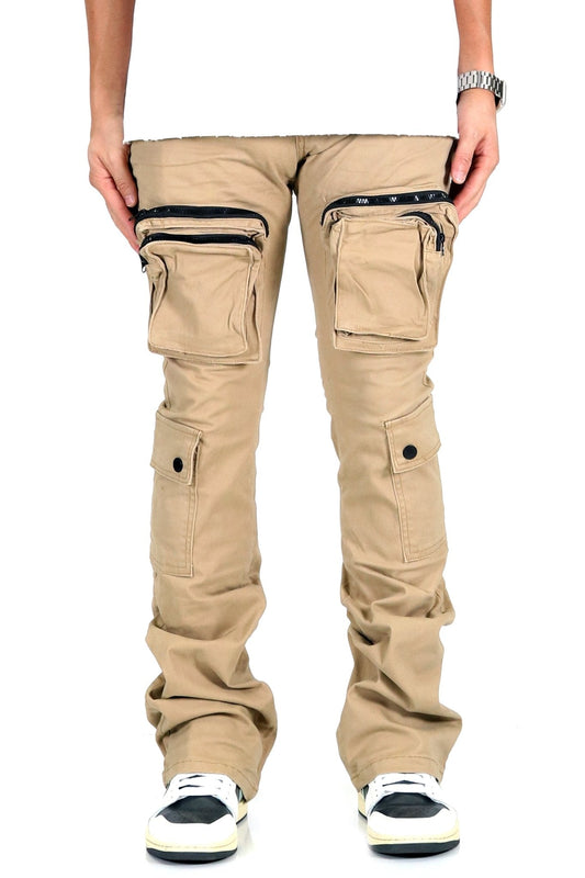 VENGE Men's premium twill khaki stacked cargo pants. - Concordia Style Boutique