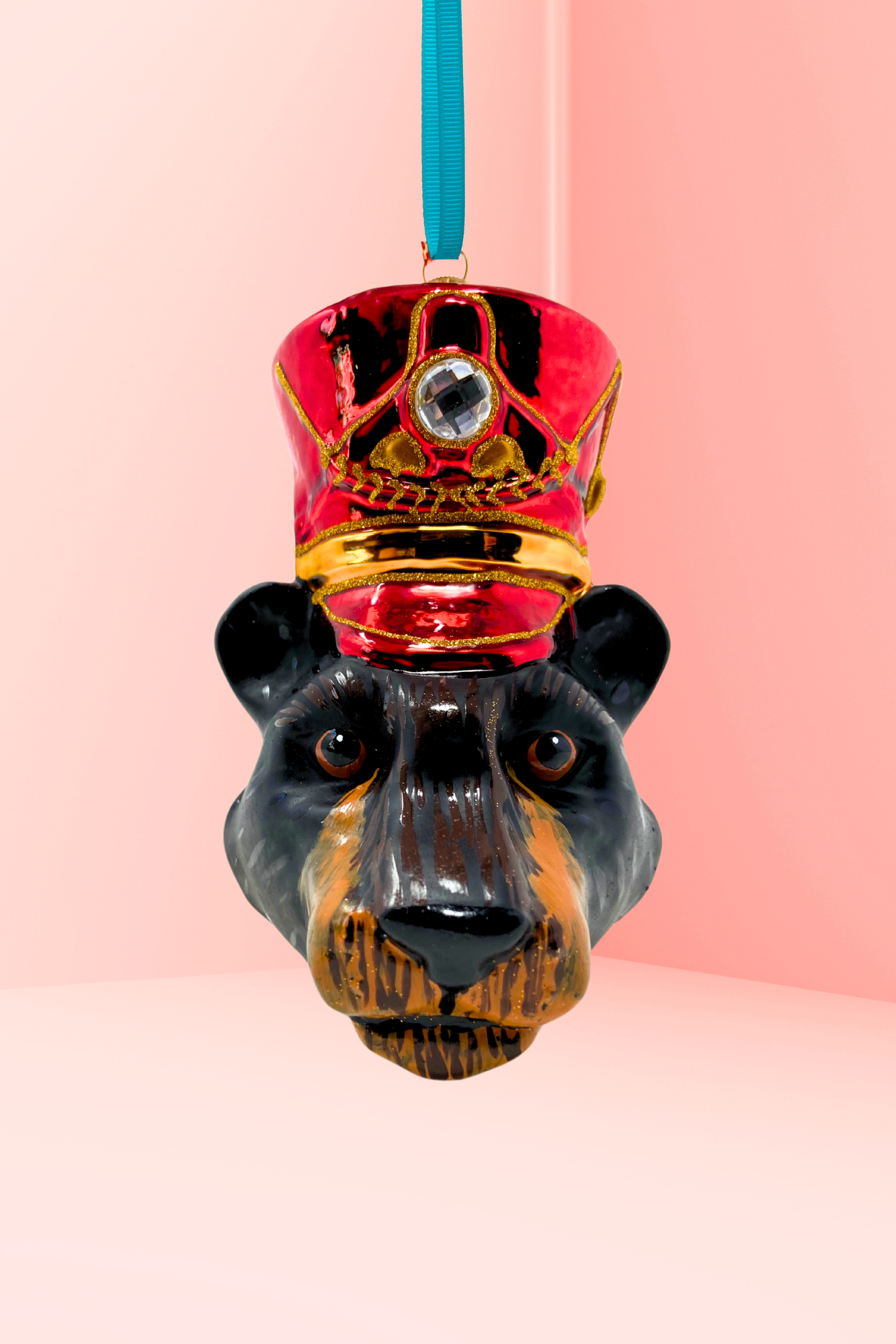 KRG Black Bear Head Polish Glass Ornament