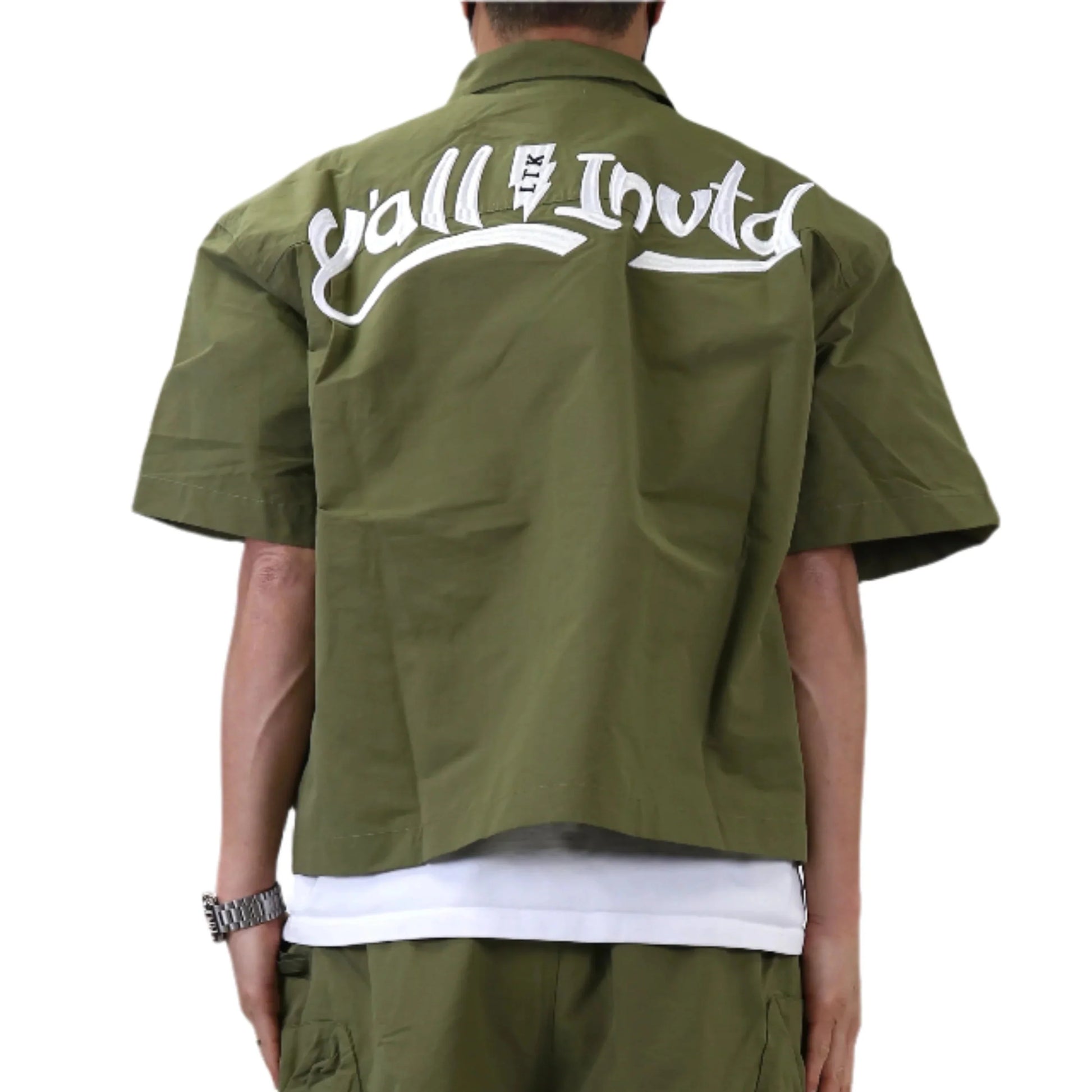 Vont Fine Nylon Twill Boxy Cut Crop Top Short sleeve Buttondown Shirt - Concordia Style Boutique