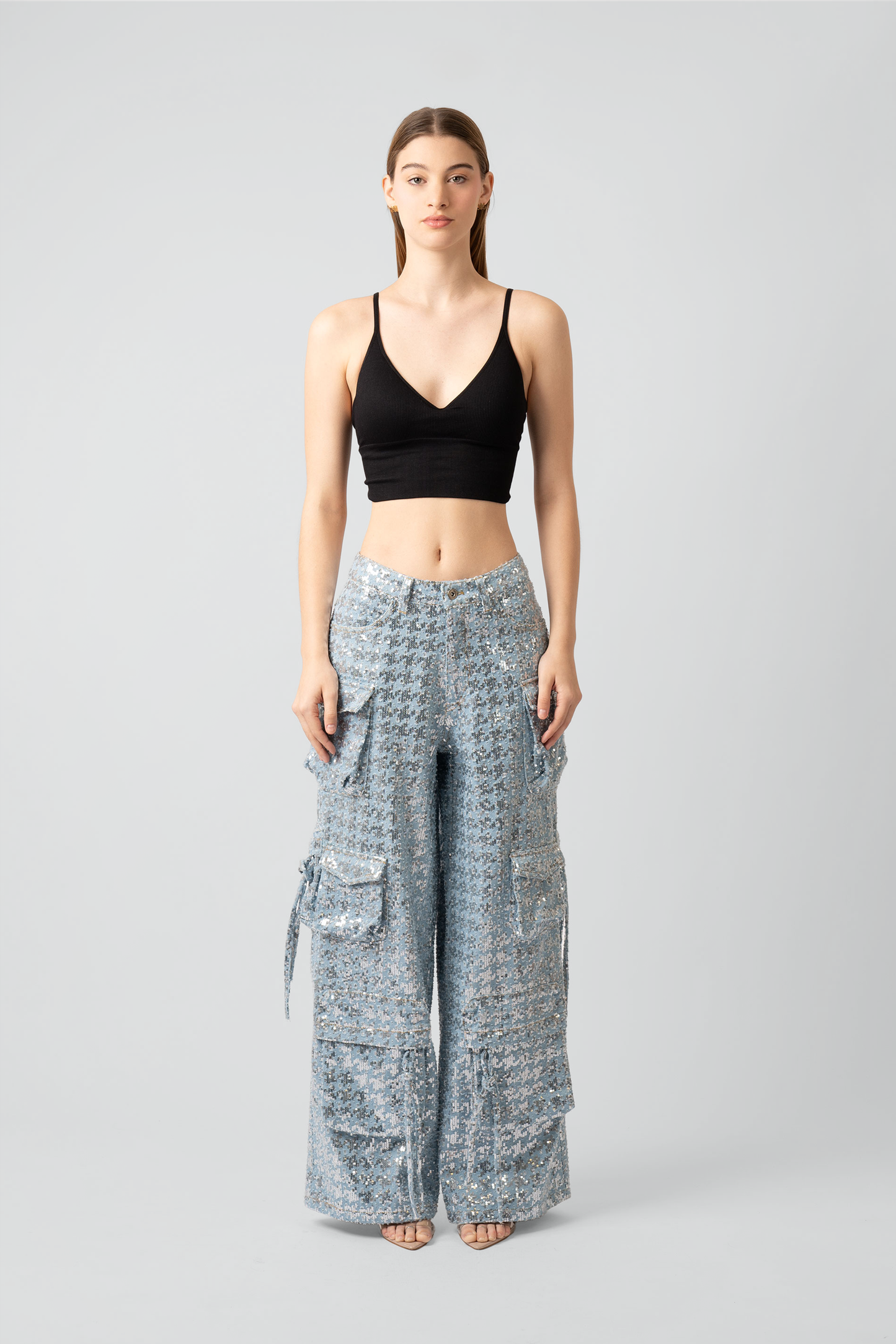 Kelly Cargo Sequin Denim Pants