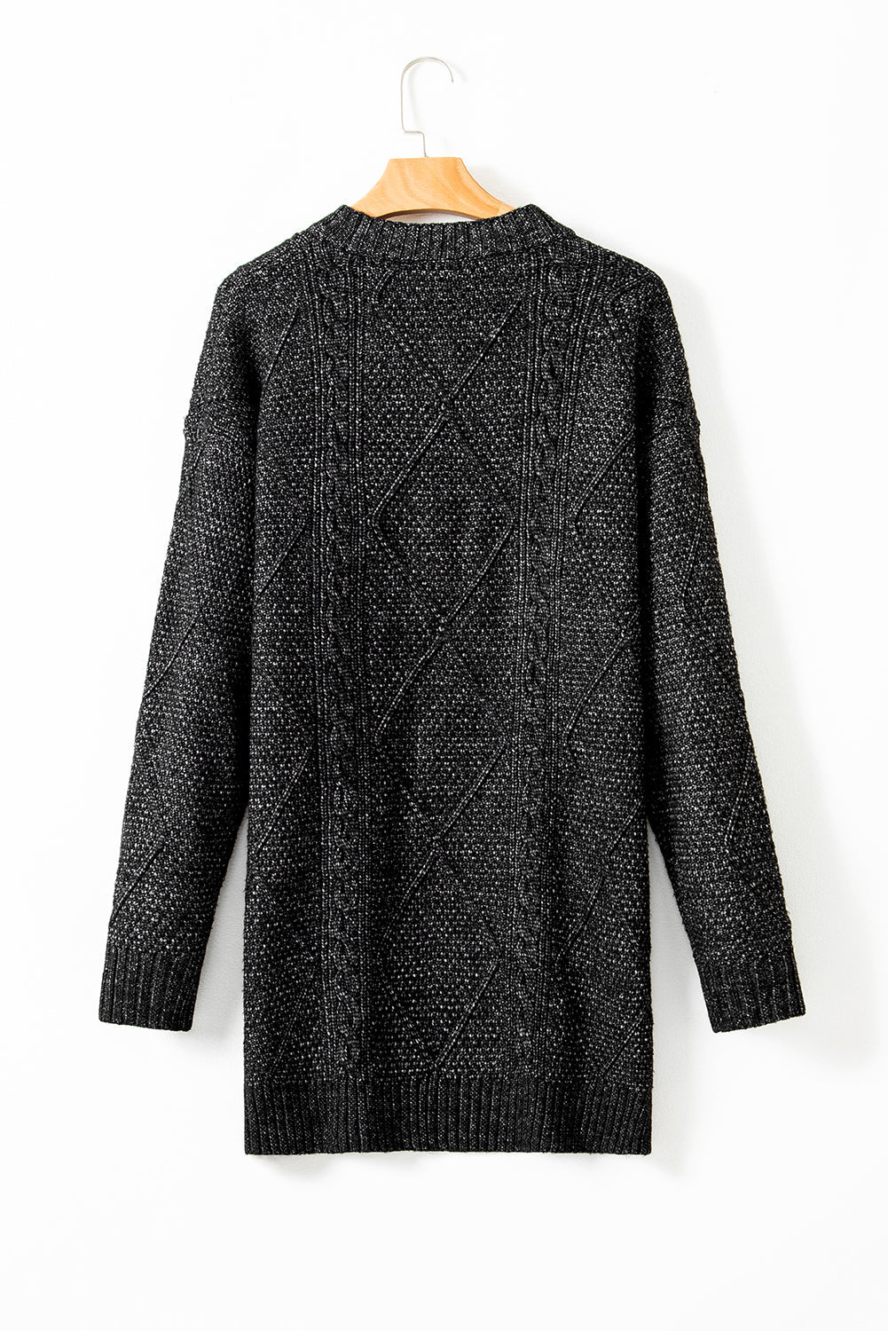 Cable Knit Sweater Dress in Black