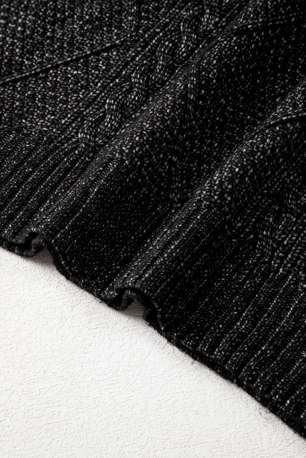 Cable Knit Sweater Dress in Black