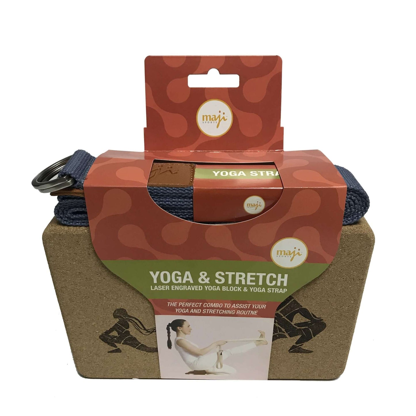 Laser Engraved Cork Yoga Block & Strap Combo