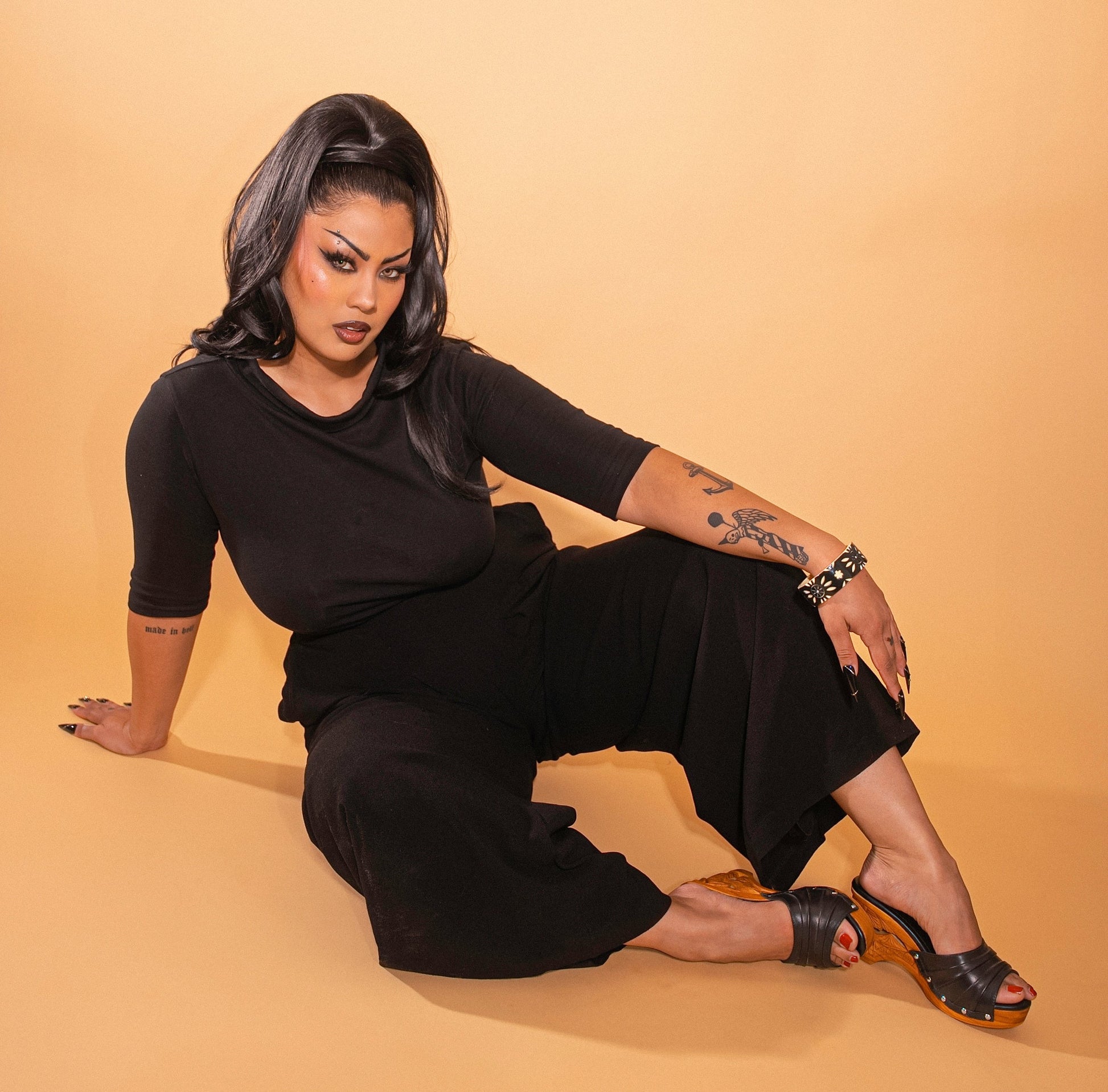 Souvenir/without Ankle Strap - in Black Leather - Concordia Style Boutique