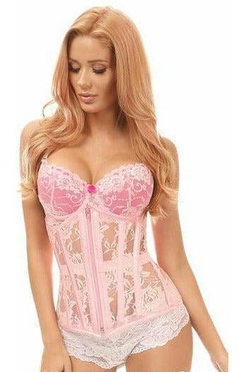 Lavish Lt Pink Sheer Lace Under Bust Corset
