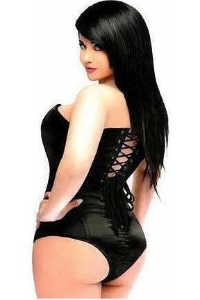 Lavish Black Satin Corset Romper