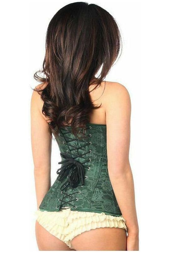 Lavish Dark Green Lace Overbust Corset w/Zipper