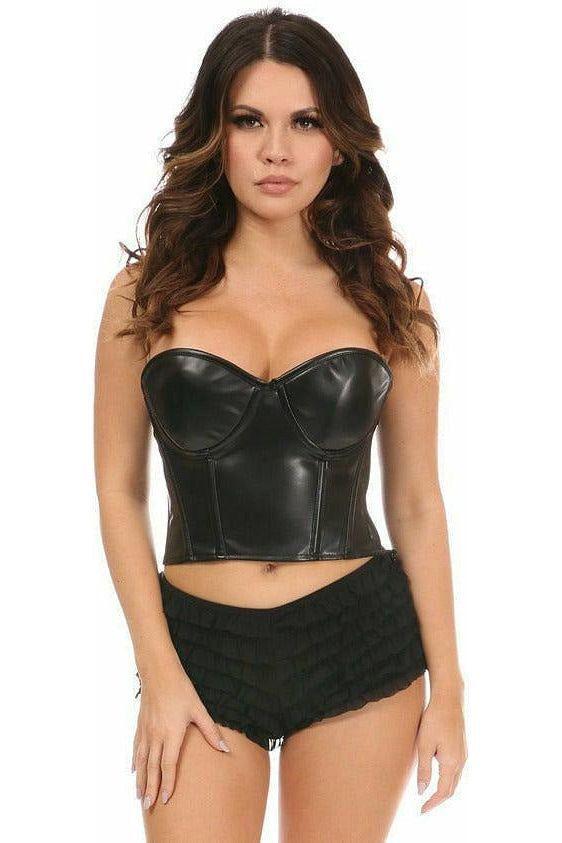 Lavish Faux Leather Underwire Bustier