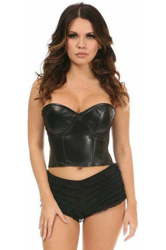 Lavish Faux Leather Underwire Bustier