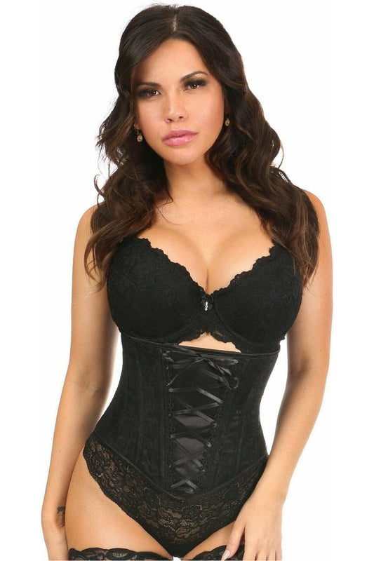 Lavish Black Lace-Up Underbust Corset w/Black Lace