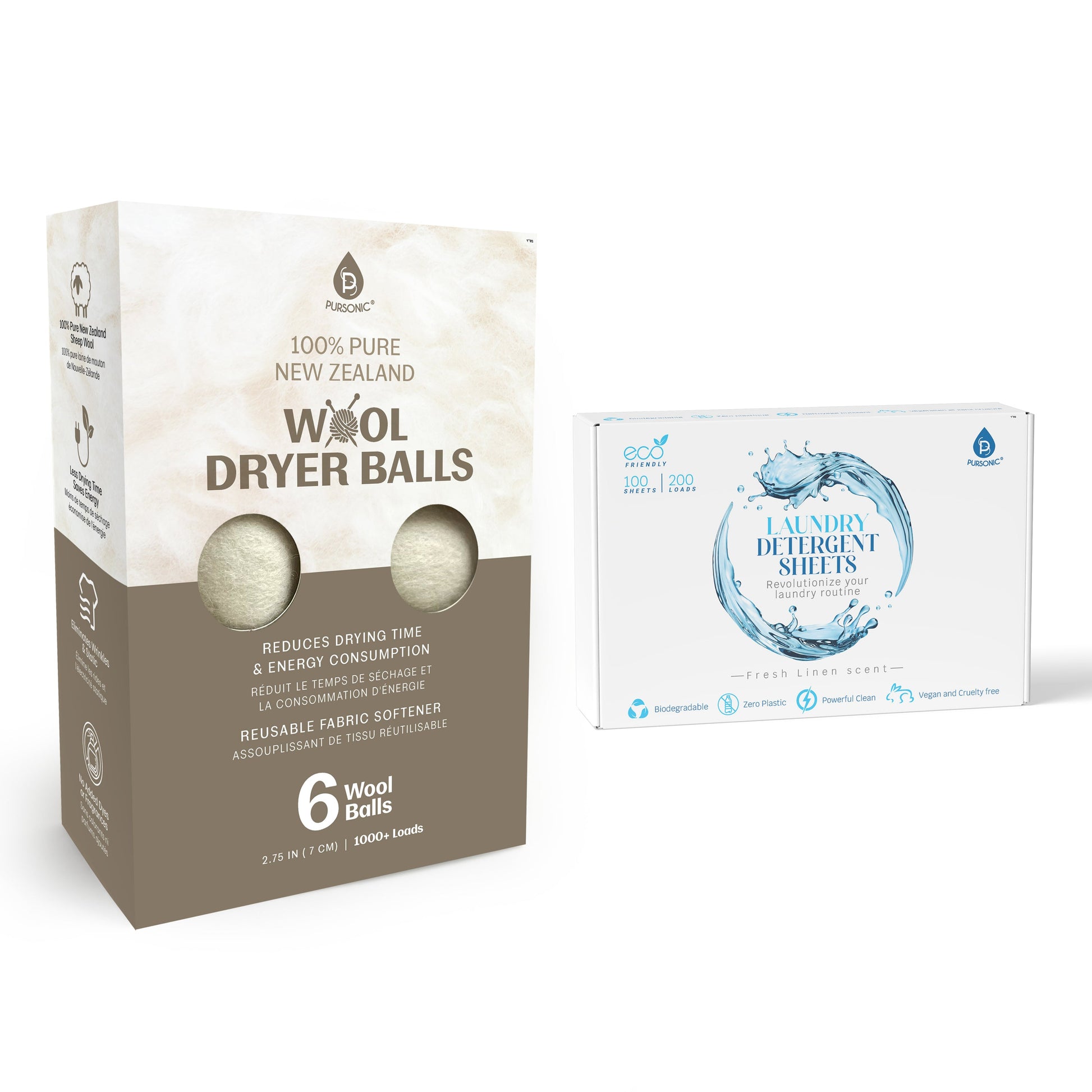 Laundry Care Essentials Bundle: 100 Detergent Sheets + 6 Wool Dryer Balls Pack - Concordia Style Boutique