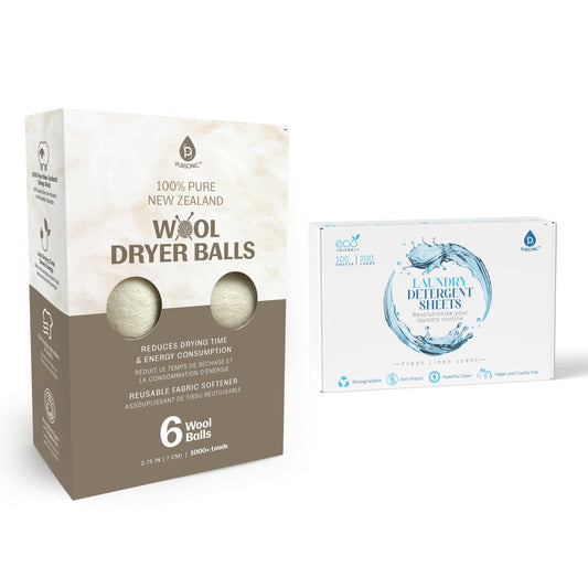 Laundry Care Essentials Bundle: 100 Detergent Sheets + 6 Wool Dryer Balls Pack - Concordia Style Boutique