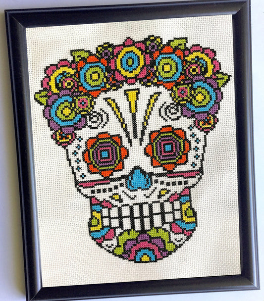 Floral Sugar Skull 8 x 10 Counted Cross Stitch DIY KIT Intermediate - Concordia Style Boutique