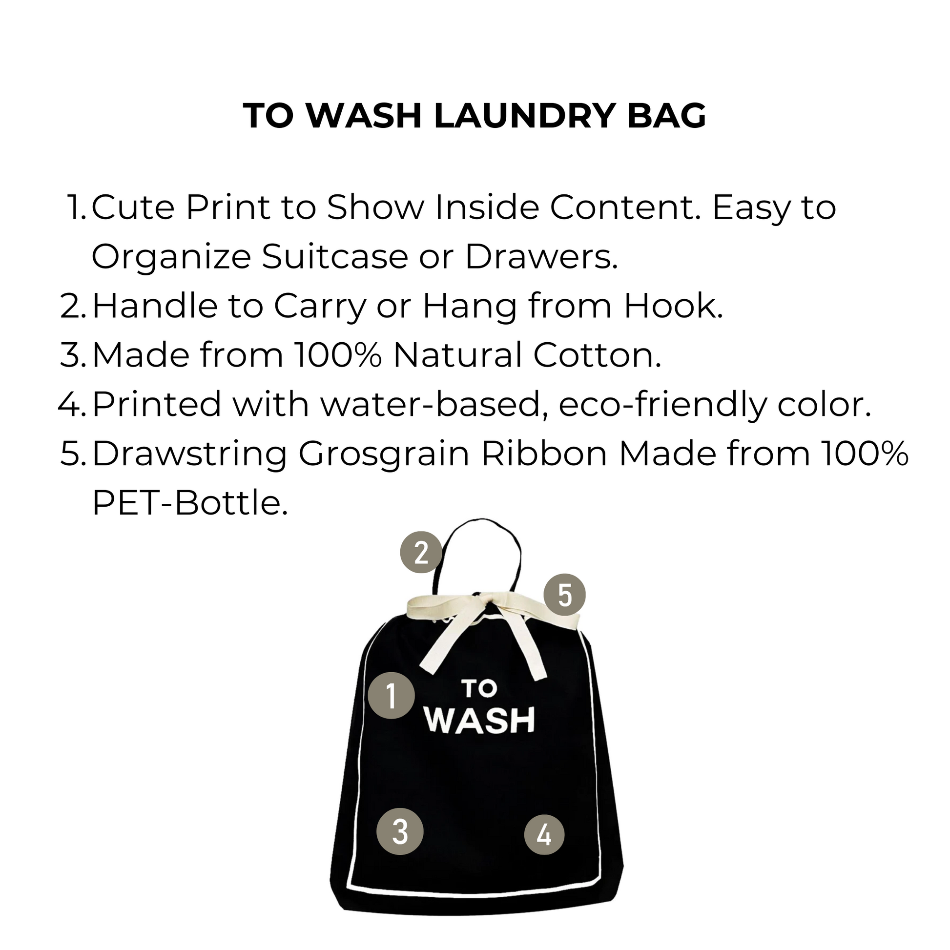 To Wash Laundry Bag, Black - Concordia Style Boutique