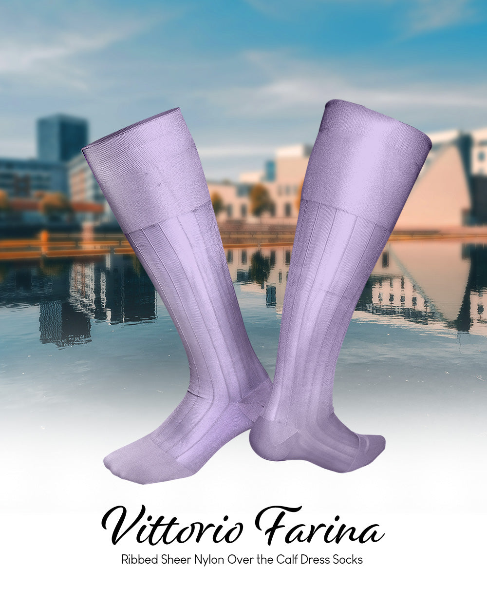 Vittorio Farina Men's Ribbed Shear Nylon Over The Calf Dress Socks - Concordia Style Boutique