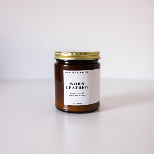 Worn Leather Soy Candle - Premium Candle from Nightshift Wax Co. - Just $20! Shop now at Concordia Style Boutique
