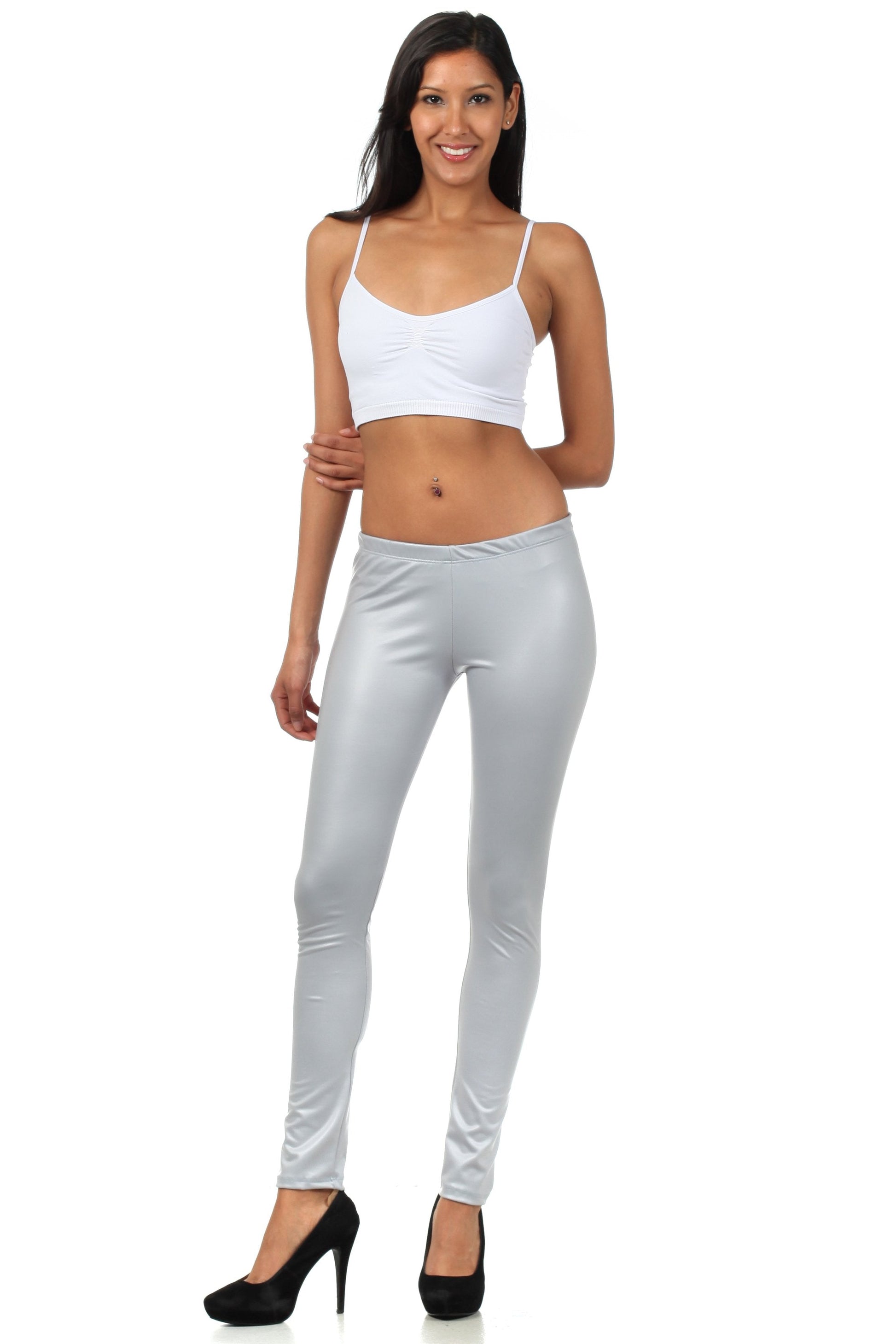 Sakkas Footless Ultra Slim Fit Matte Liquid Wet Look Leggings - Concordia Style Boutique