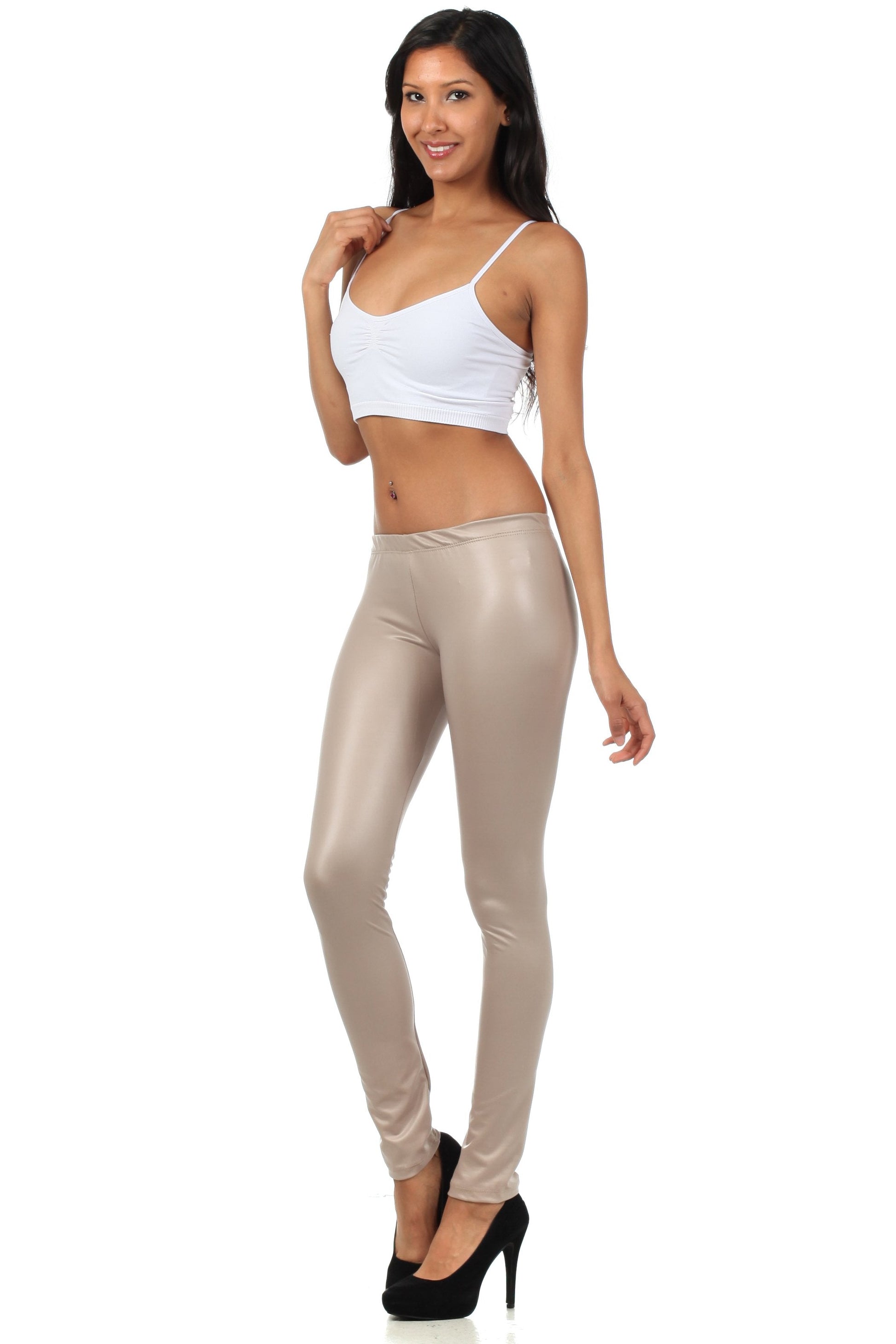 Sakkas Footless Ultra Slim Fit Matte Liquid Wet Look Leggings - Concordia Style Boutique