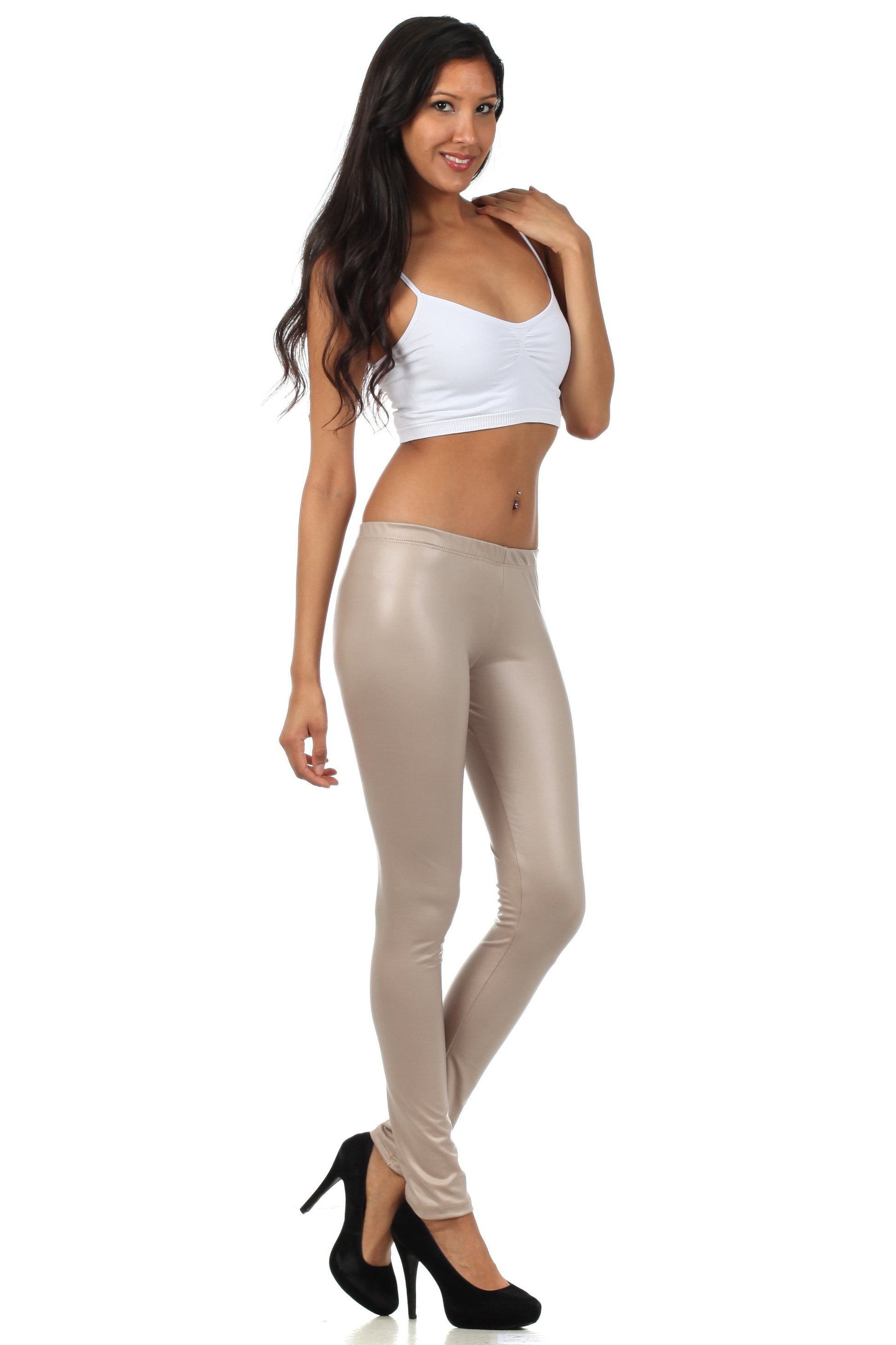 Sakkas Footless Ultra Slim Fit Matte Liquid Wet Look Leggings - Concordia Style Boutique