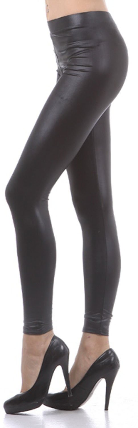 Sakkas Footless Ultra Slim Fit Matte Liquid Wet Look Leggings - Concordia Style Boutique