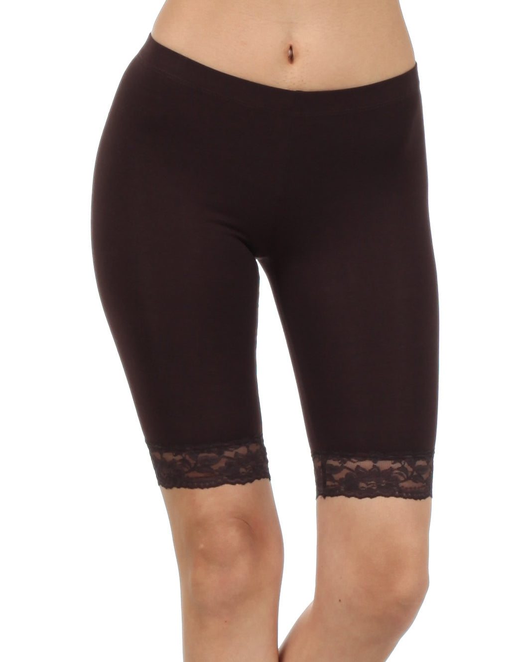 Sakkas Cotton Blend Lace Trim Stretch Bike Shorts - Made in USA - Concordia Style Boutique