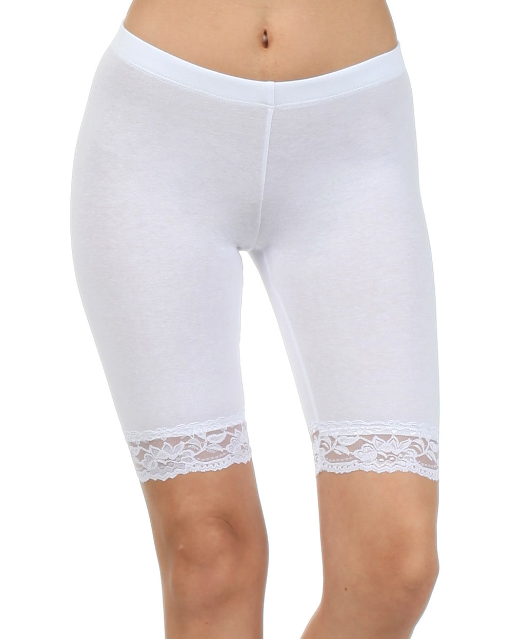 Sakkas Cotton Blend Lace Trim Stretch Bike Shorts - Made in USA - Concordia Style Boutique