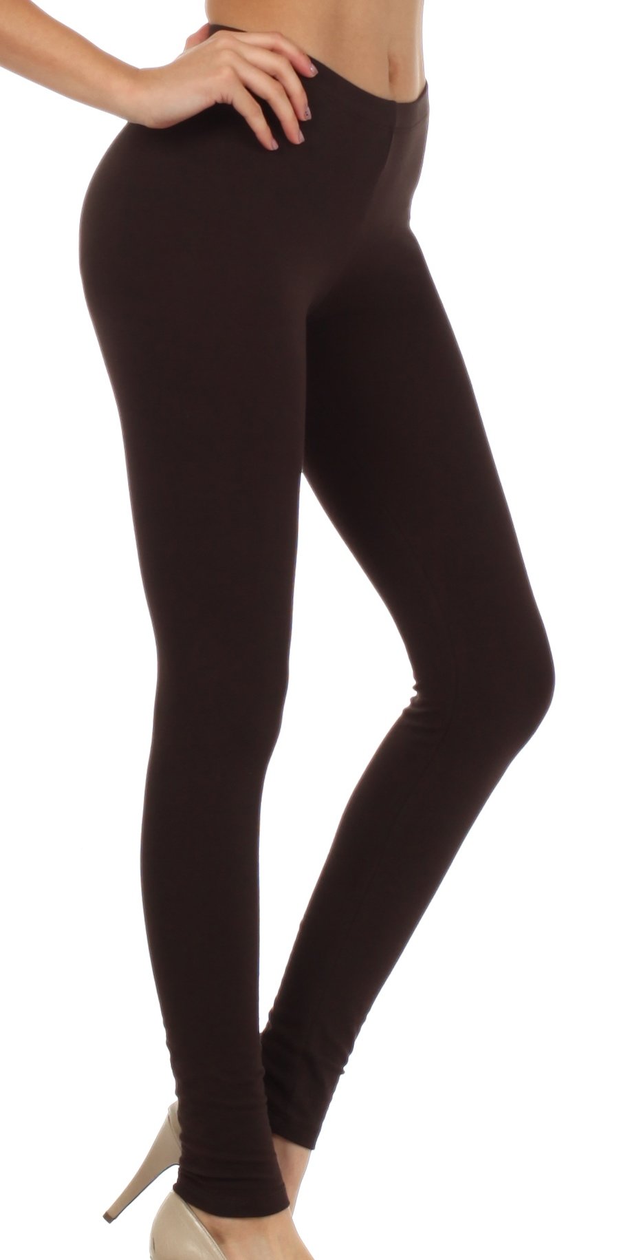 Sakkas Cotton Blend Solid Color Footless Stretch Leggings - Made in USA - Concordia Style Boutique