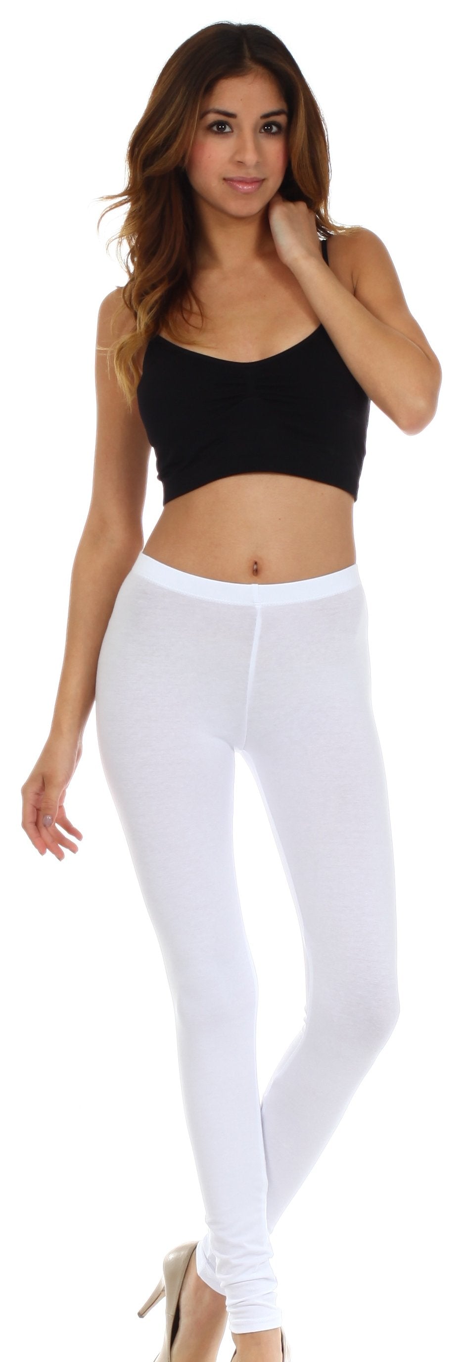 Sakkas Cotton Blend Solid Color Footless Stretch Leggings - Made in USA - Concordia Style Boutique