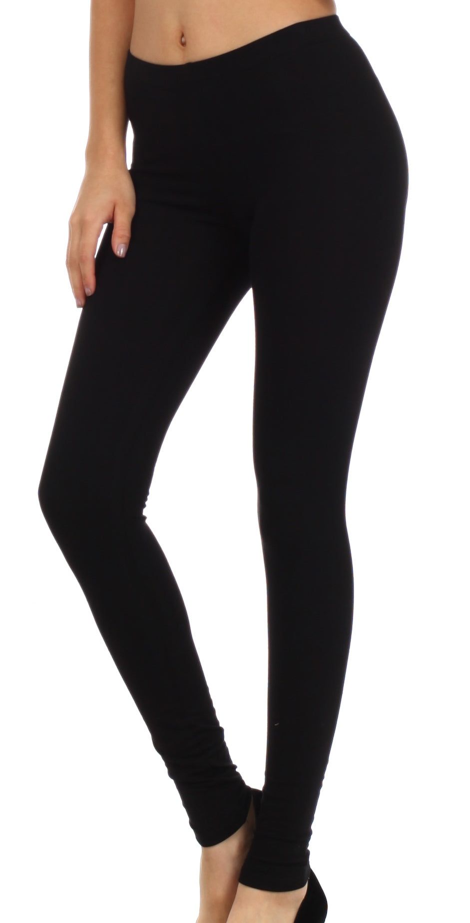 Sakkas Cotton Blend Solid Color Footless Stretch Leggings - Made in USA - Concordia Style Boutique