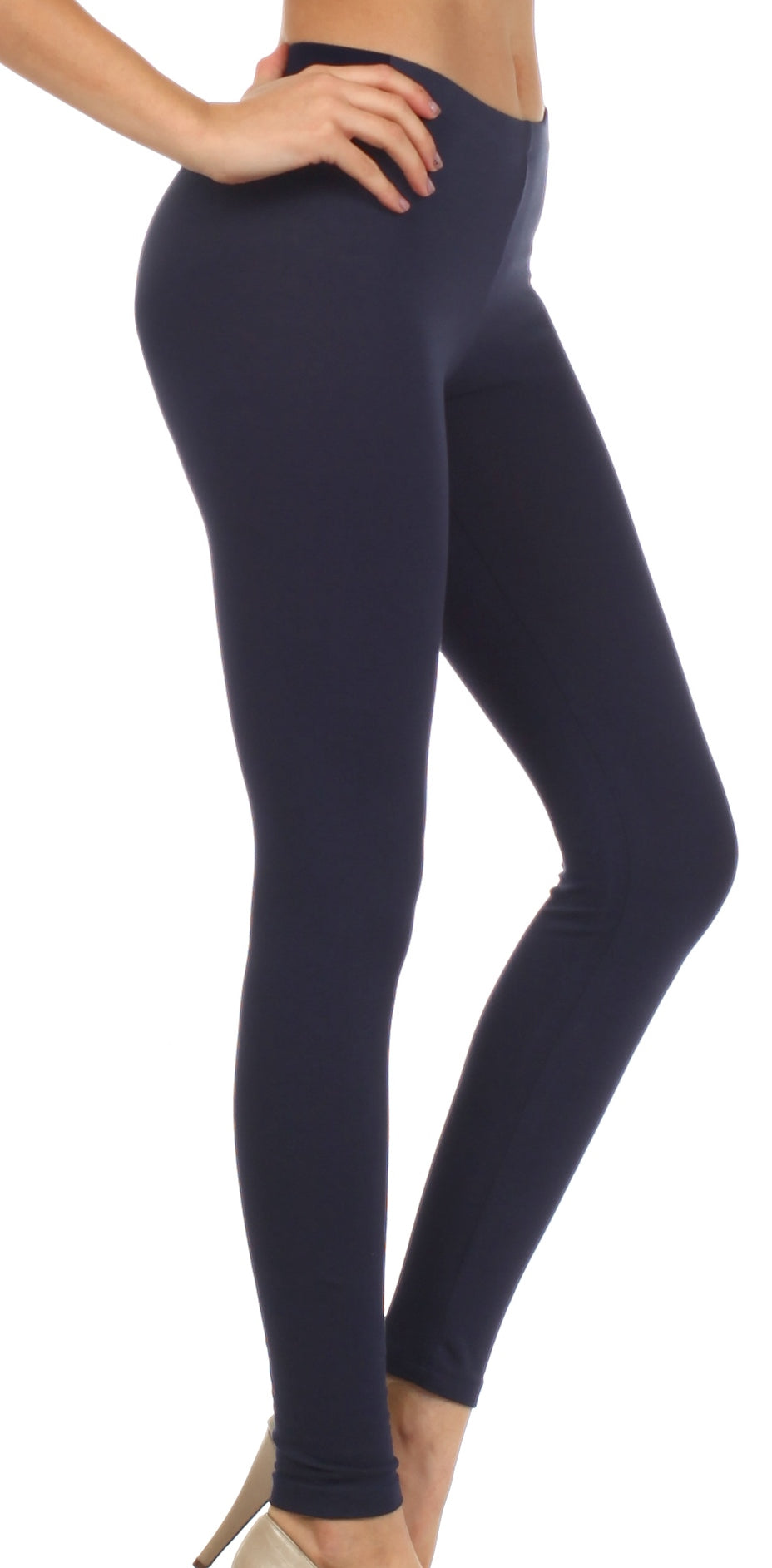 Sakkas Cotton Blend Solid Color Footless Stretch Leggings - Made in USA - Concordia Style Boutique