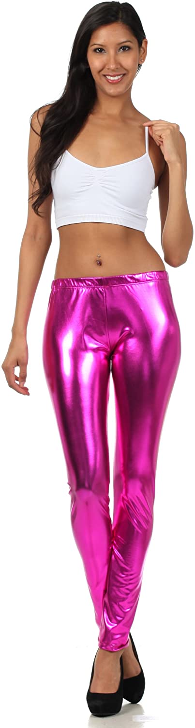 Sakkas Footless Liquid Wet Look Shiny Metallic Stretch Leggings - Concordia Style Boutique