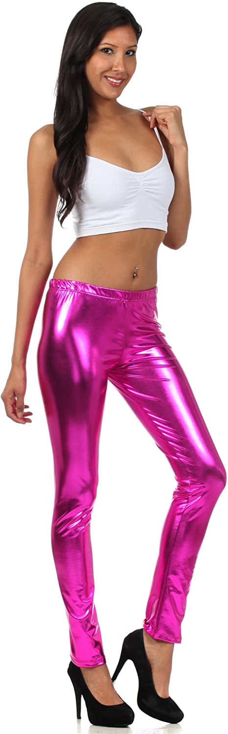 Sakkas Footless Liquid Wet Look Shiny Metallic Stretch Leggings - Concordia Style Boutique