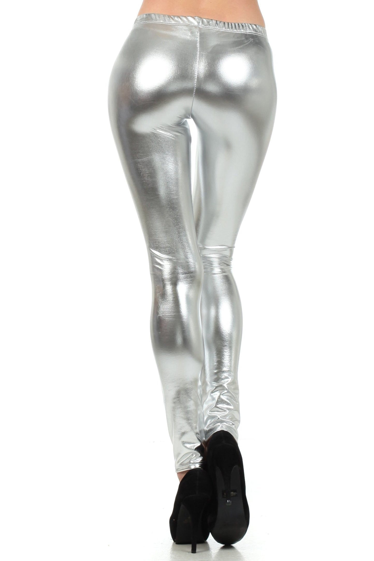 Sakkas Footless Liquid Wet Look Shiny Metallic Stretch Leggings - Concordia Style Boutique